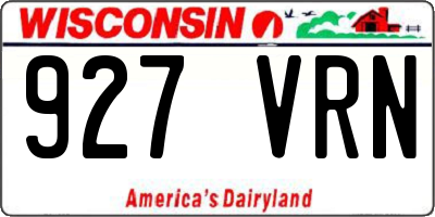 WI license plate 927VRN