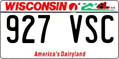 WI license plate 927VSC