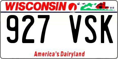 WI license plate 927VSK