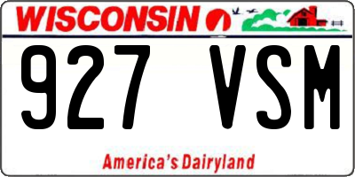 WI license plate 927VSM