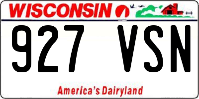 WI license plate 927VSN
