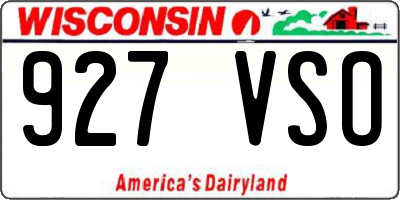 WI license plate 927VSO