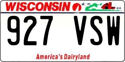 WI license plate 927VSW