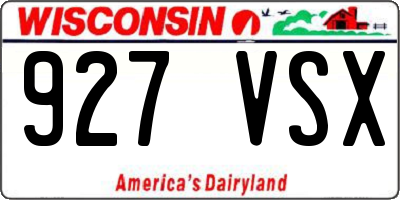 WI license plate 927VSX
