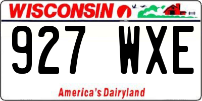 WI license plate 927WXE