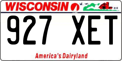 WI license plate 927XET