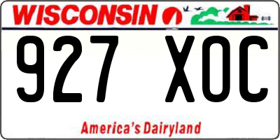 WI license plate 927XOC