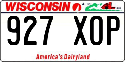 WI license plate 927XOP