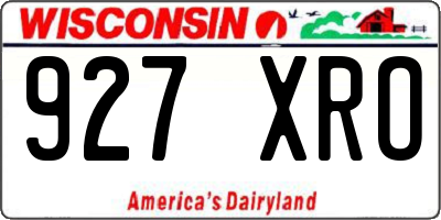 WI license plate 927XRO