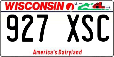 WI license plate 927XSC
