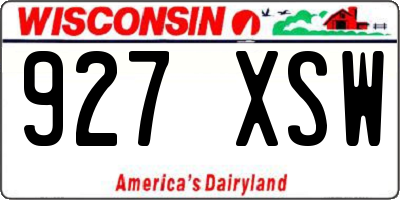 WI license plate 927XSW