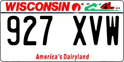 WI license plate 927XVW