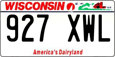 WI license plate 927XWL