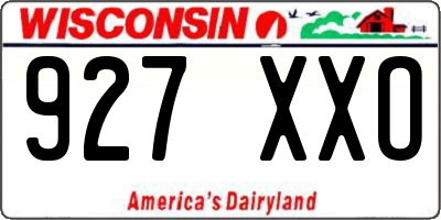 WI license plate 927XXO