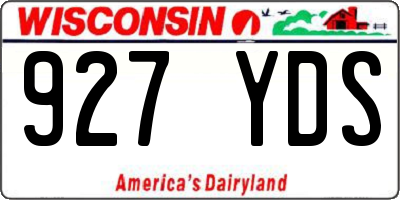 WI license plate 927YDS