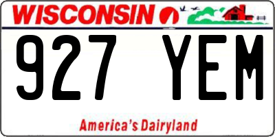 WI license plate 927YEM