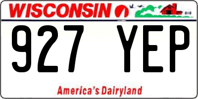 WI license plate 927YEP
