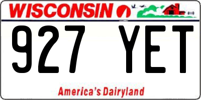 WI license plate 927YET