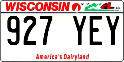 WI license plate 927YEY