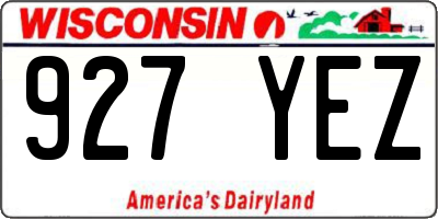 WI license plate 927YEZ
