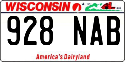 WI license plate 928NAB