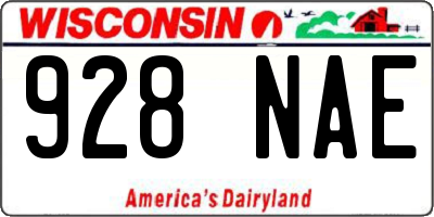 WI license plate 928NAE