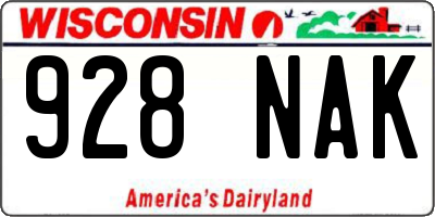 WI license plate 928NAK