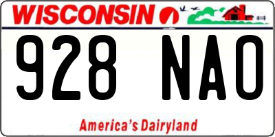 WI license plate 928NAO