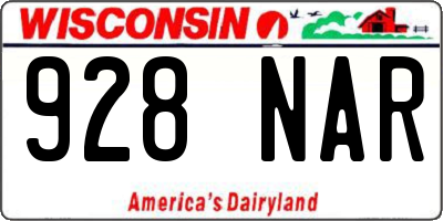 WI license plate 928NAR
