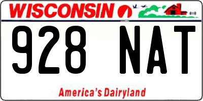 WI license plate 928NAT