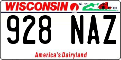 WI license plate 928NAZ