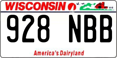 WI license plate 928NBB