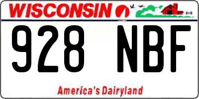 WI license plate 928NBF