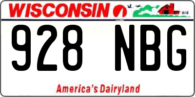 WI license plate 928NBG