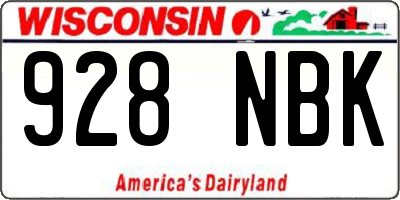 WI license plate 928NBK