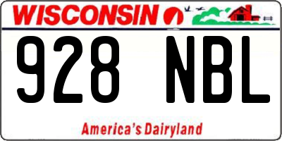 WI license plate 928NBL
