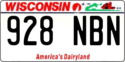 WI license plate 928NBN