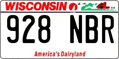 WI license plate 928NBR