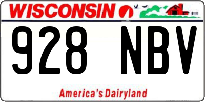 WI license plate 928NBV