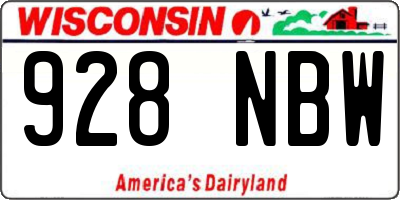 WI license plate 928NBW