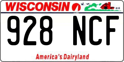 WI license plate 928NCF