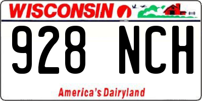 WI license plate 928NCH