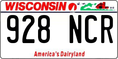 WI license plate 928NCR