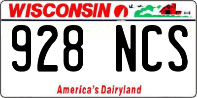 WI license plate 928NCS