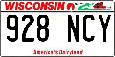 WI license plate 928NCY