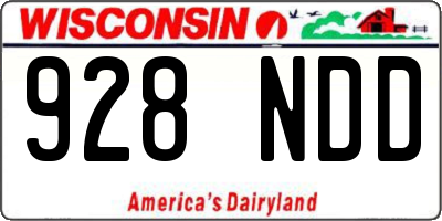 WI license plate 928NDD