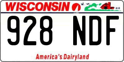 WI license plate 928NDF