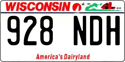 WI license plate 928NDH