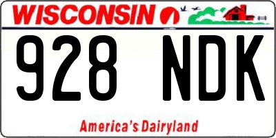 WI license plate 928NDK