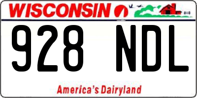 WI license plate 928NDL